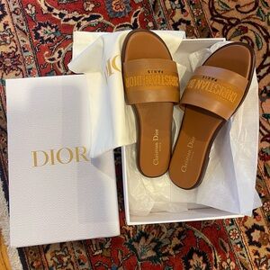 Dior dway slide camel calfskin